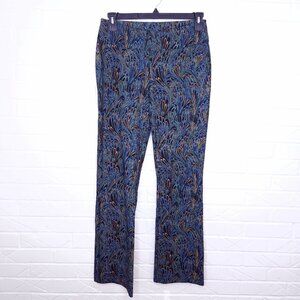 Soft Surroundings Art Deco Peacock Feather Print Pointe Pull On Pant Black M